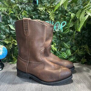 Vtg Red Wing 2214 Pecos Brown Leather Boots Steel Toe Made In USA Sz 12 E2 EUC